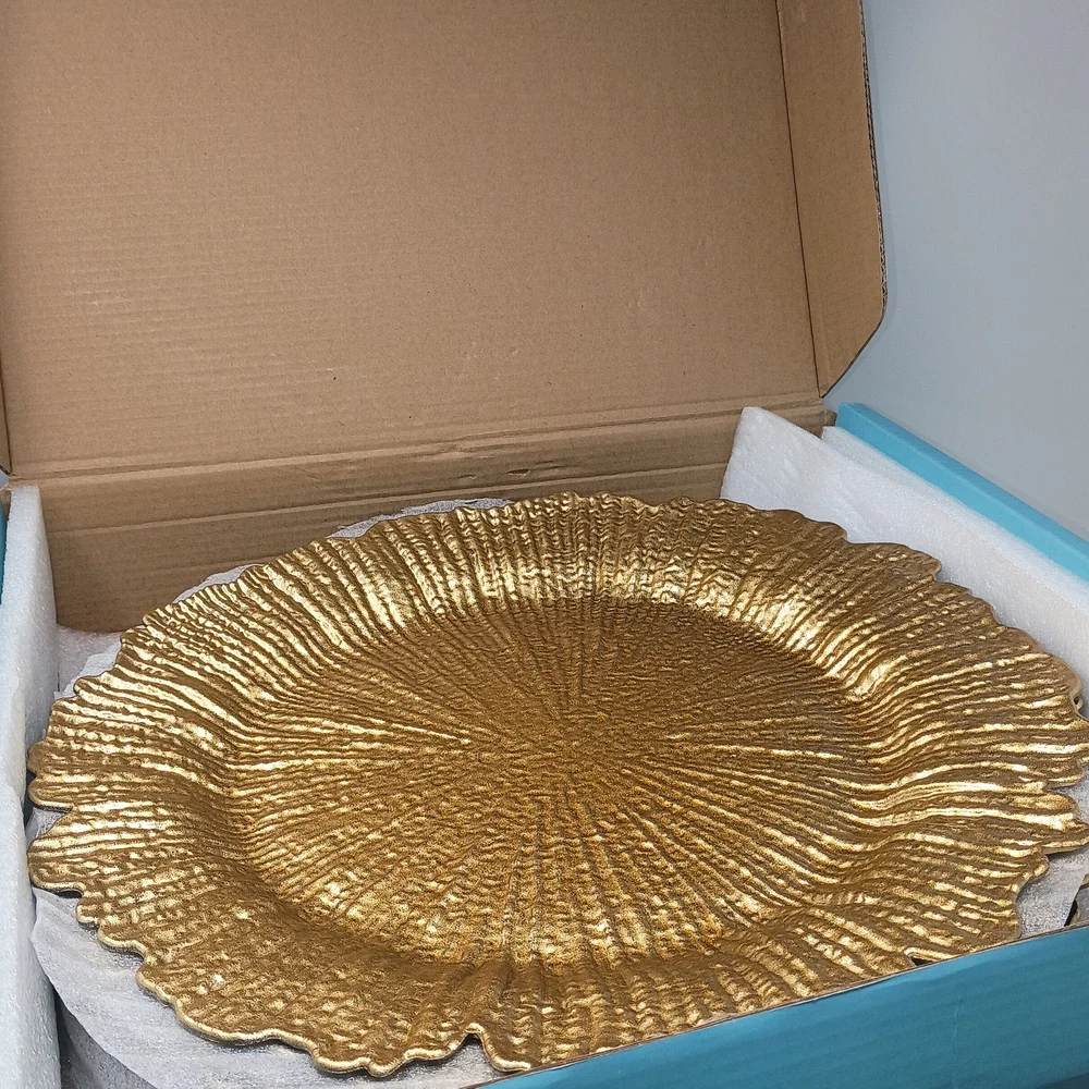 Gold Textured Decorative Charger Plates